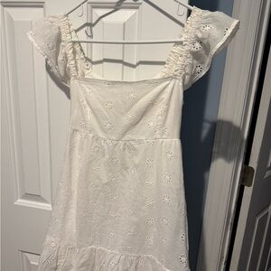 White Cottage Core Eyelet Dress